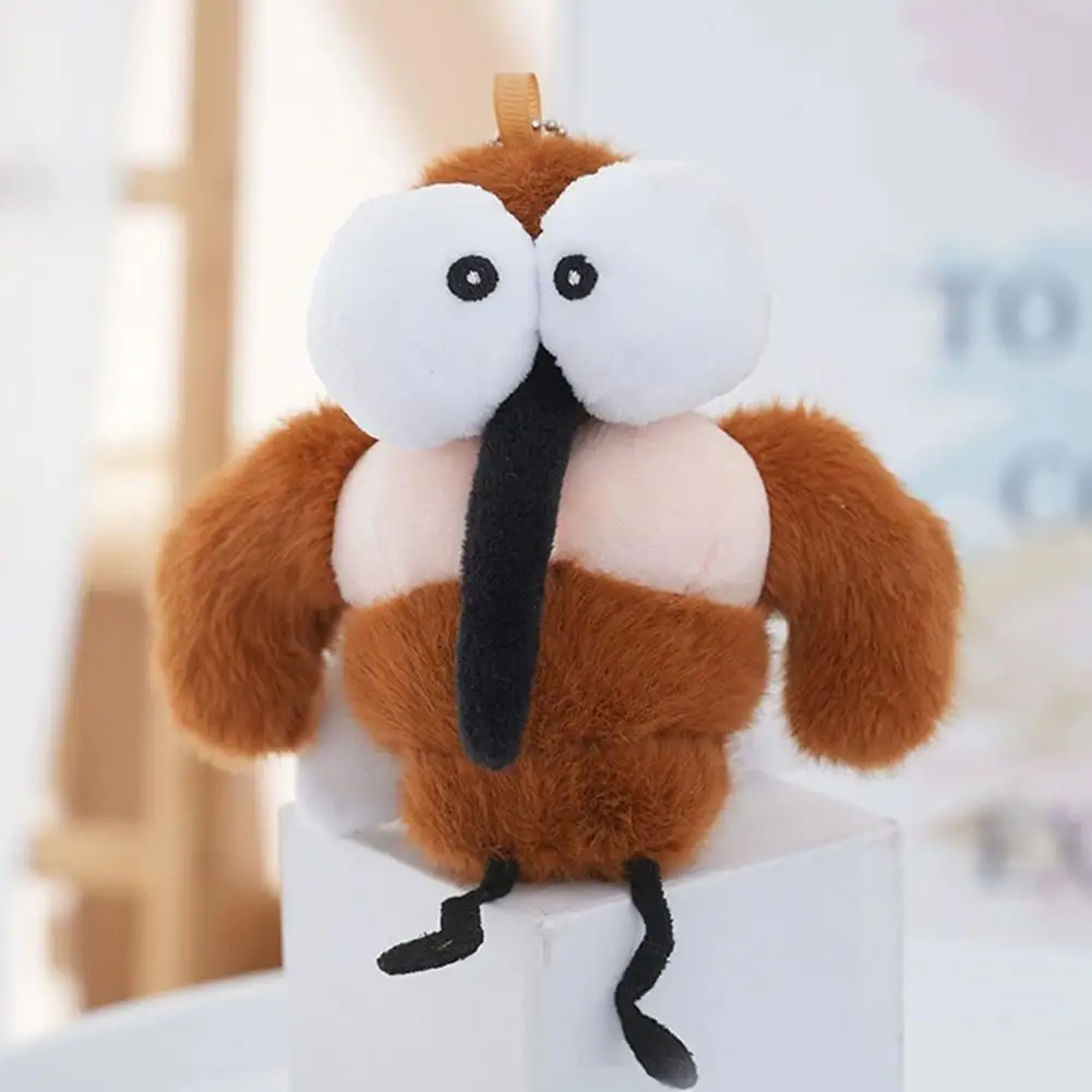 Funny Ugly Mosquito Plush Keychain Cute Big Eye Stuffed Insect Kawaii Bag Pendant Charm Soft Mini Plushie Accessories