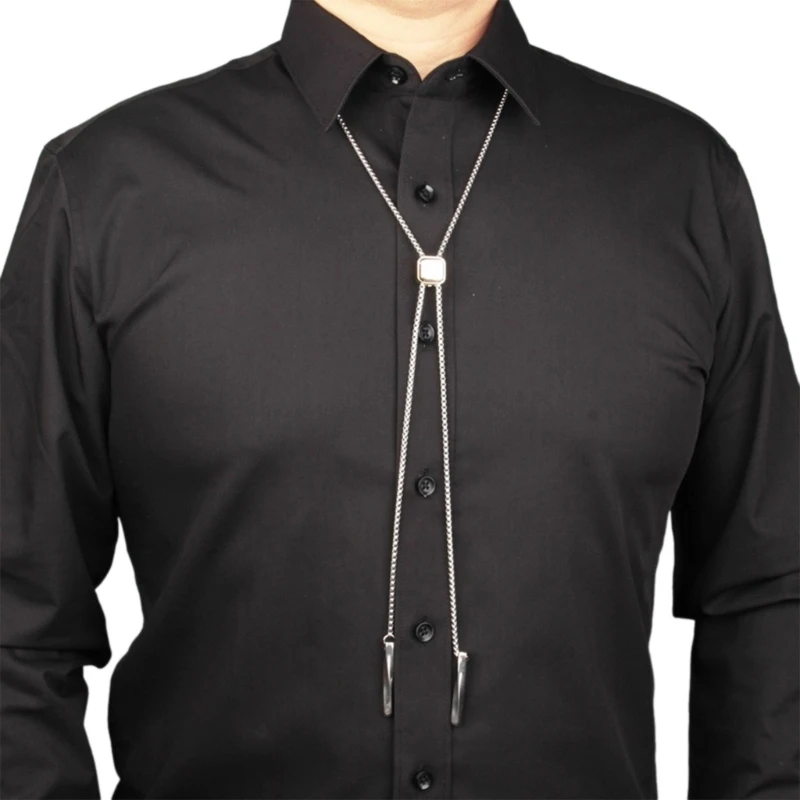 Bolo Tie for Male Evening Party Cowboy Necktie with Small Cube Pendant Gentleman Formal Meeting Party Supply