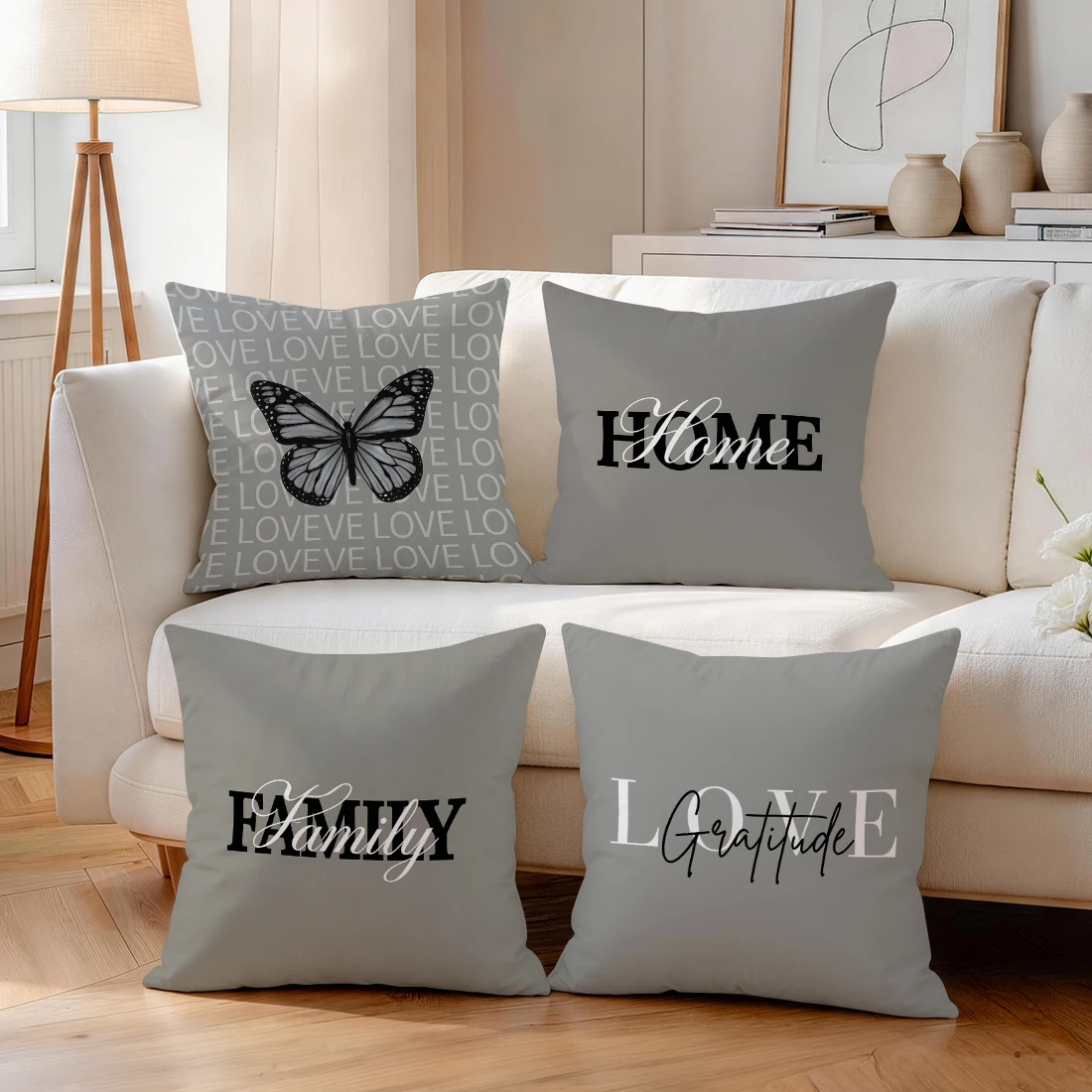Simple Warm Home Text Pillowcase Printed Polyester 40/45/50cm Throw Pillowcover Decorative Sofa Cushion Pillowslip Home Decor