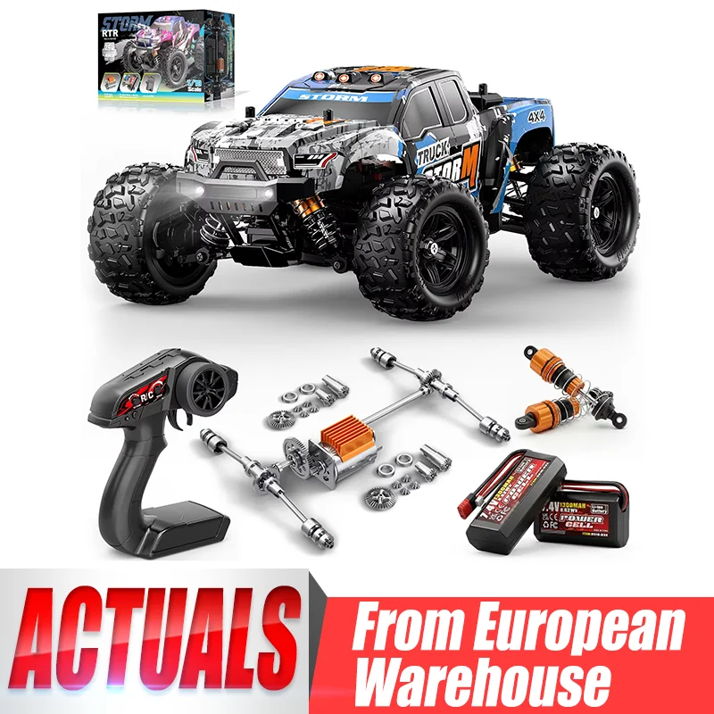 Womaqu 18-02 Ferngesteuertes Gelände-4x4-Auto, RC-Truck bis zu 36 km/h, RC-Auto für draußen/vollständig beluftet, Metall- und Kardangetriebe, spritzwassergeschützt, 2 Batterien, Rift-Reifen,