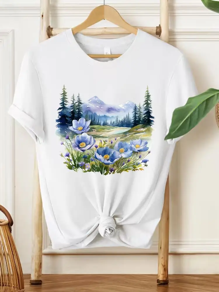 

Sweet Floral Trend T-shirt Clothes Ladies Casual Printed O-neck Printing Fashion Top Tee Short Sleeve T Women Female Clothing