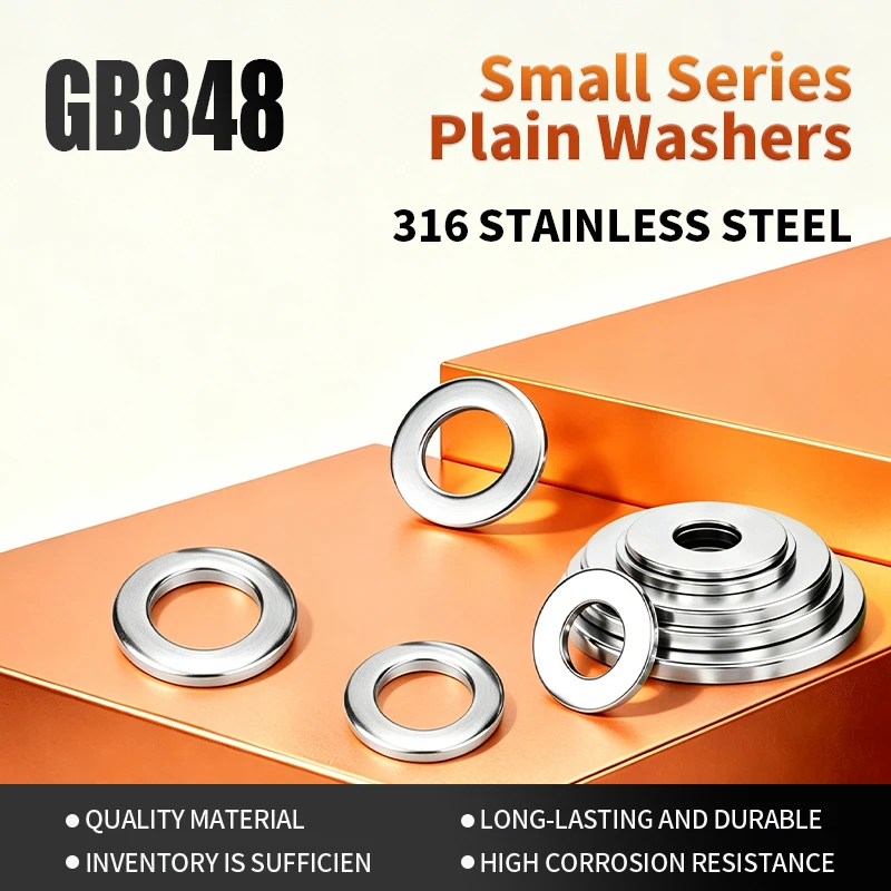 316 Stainless Steel Metric Small Flat Washer GB848 Thin Plain Shim Gasket Spacer M2 M2.5 M3 M4M5M6M8M10M12M14M16M18M20M24M27M30