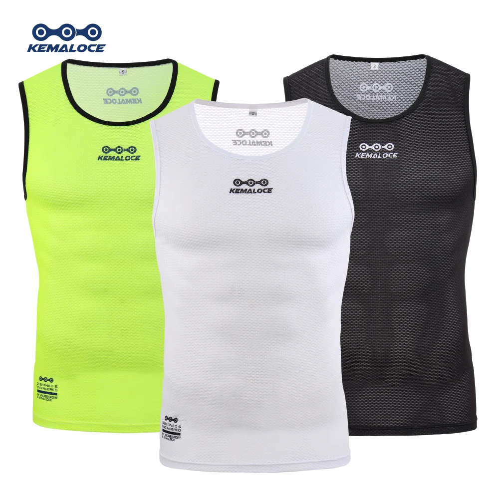 KEMALOCE Cycling Base Layer Sleeveless Breathable White Mesh MTB Vest Quick-Dry Undershirt