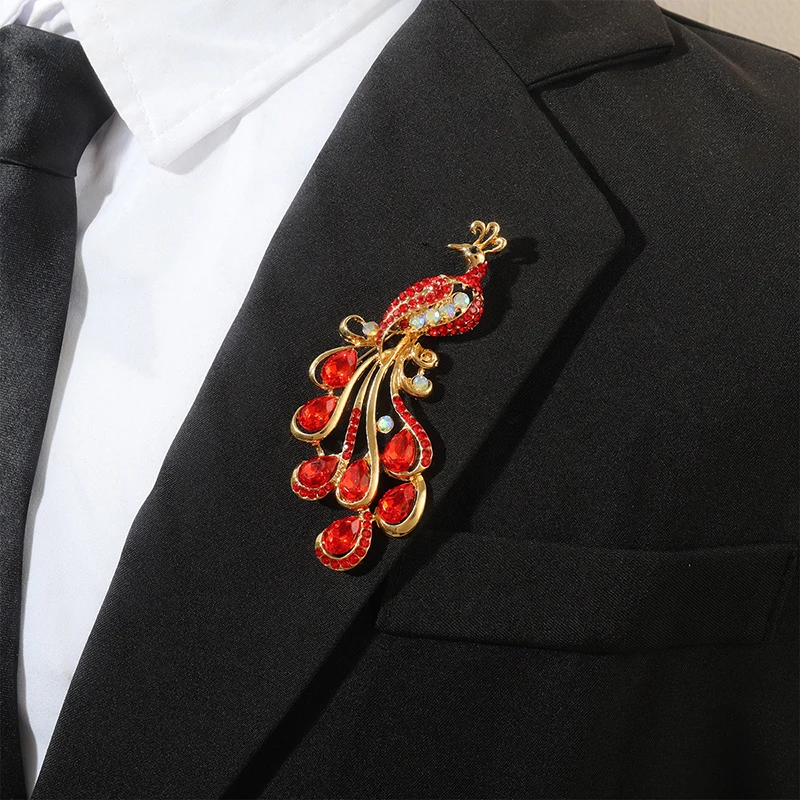 Fashion Rhinestone Peacock Brooches For Women Clothing Coat Jewelry Party Accessries Gifts image 4