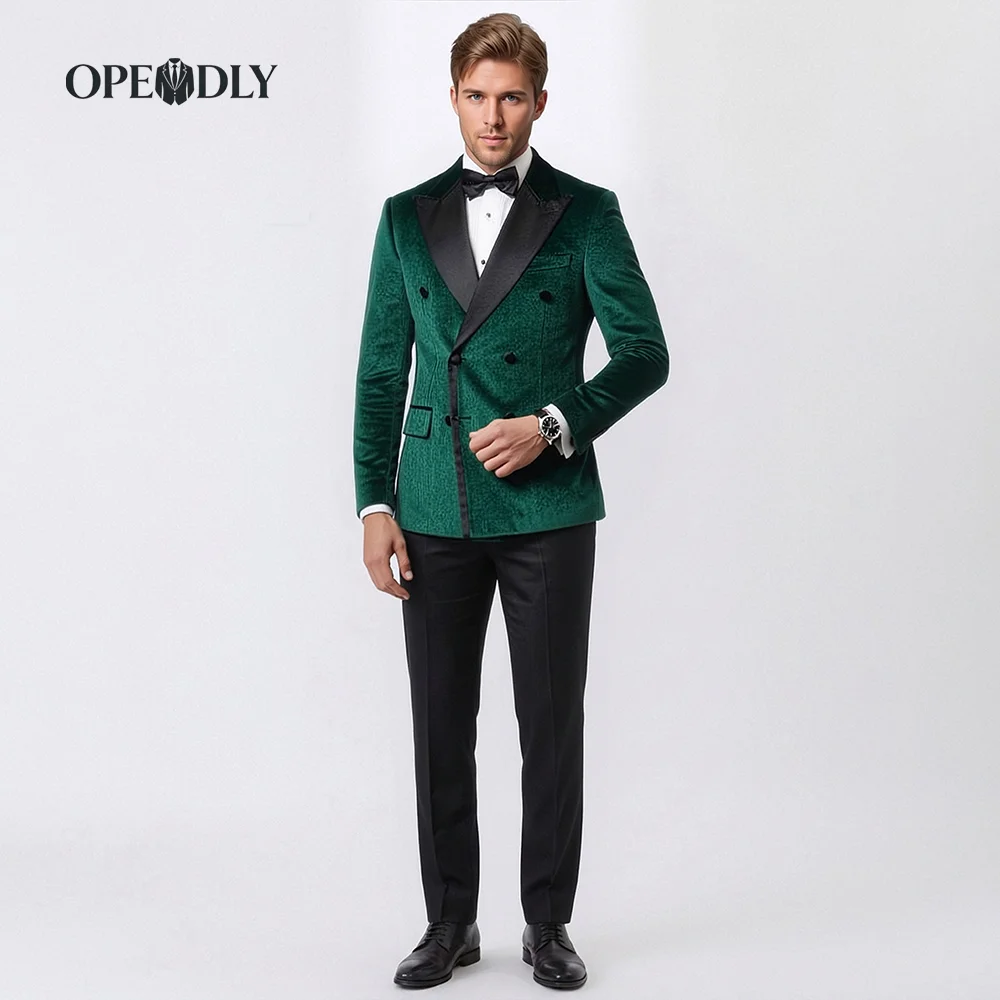 

OPEODLY Men's Slim Fit 3 Piece Tuxedo Suit - One Button Blazer Jacket Vest Pants Set for Formal Wedding And Business Occasions
