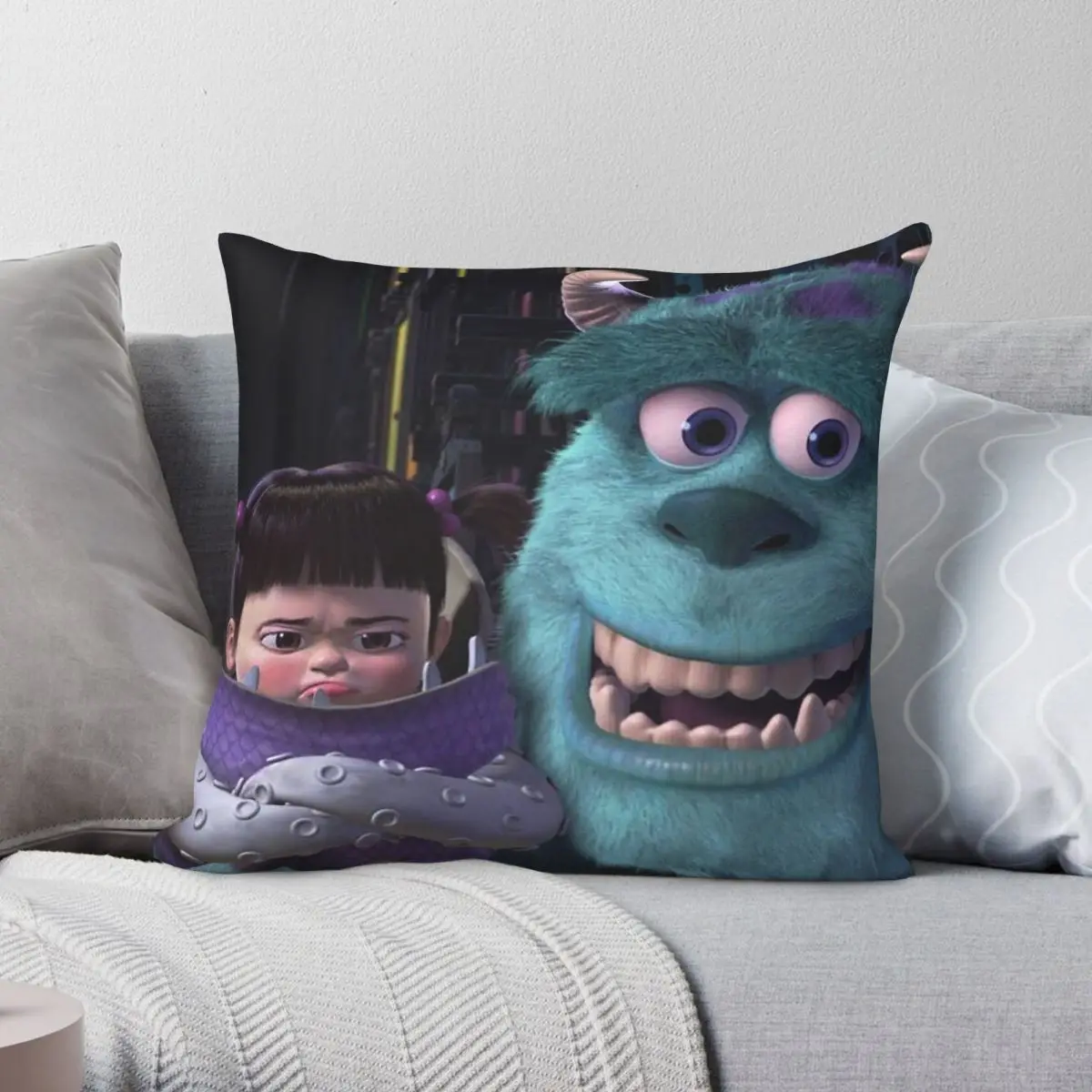 Sulley & Boo Pillowcase Polyester Linen Velvet Printed Zip Decorative Throw Pillow Case Room Cushion Cover