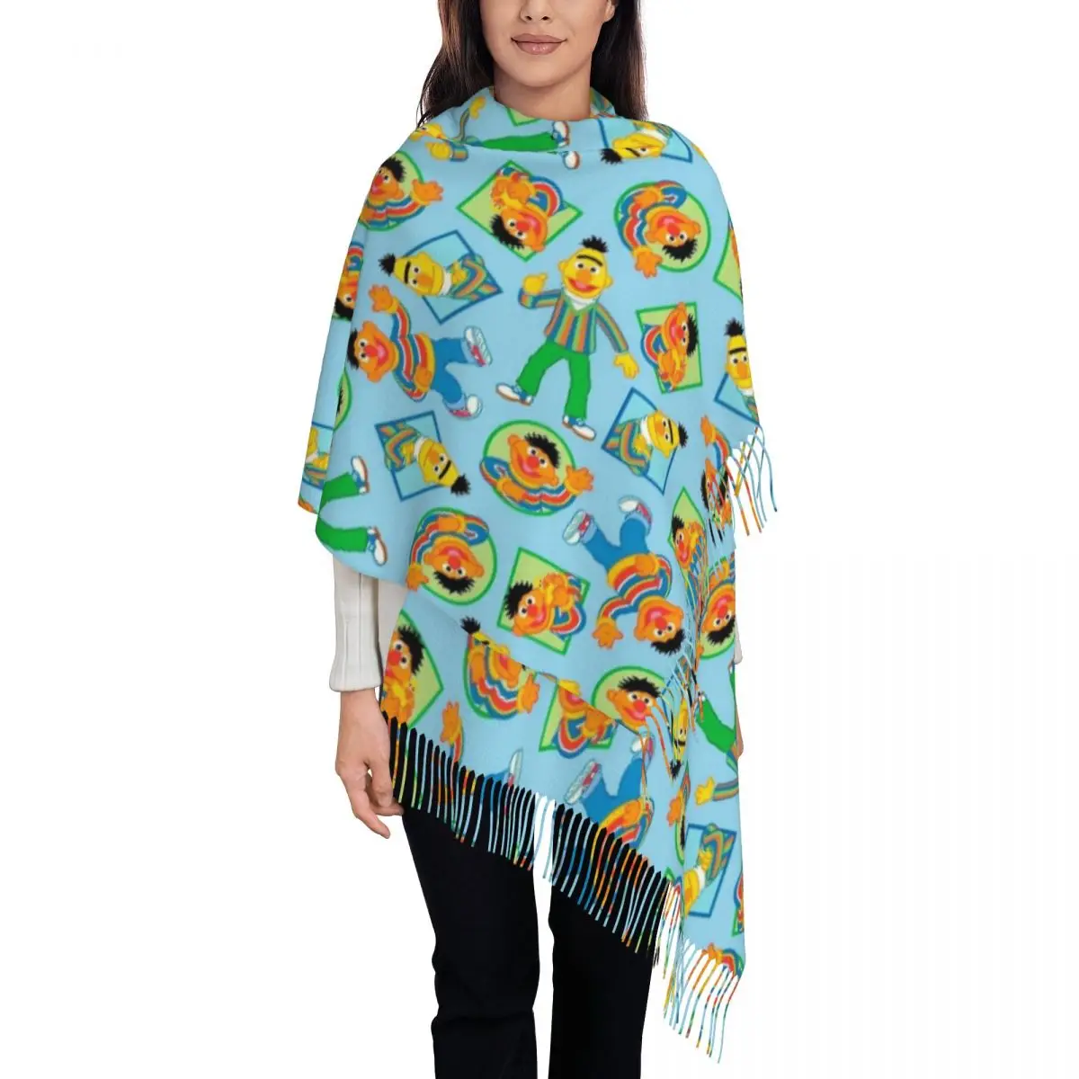 

Стильный стильный печенье Monster, телевизионные программы, шарф с кисточками, женские зимние теплые шали, женские шарфы