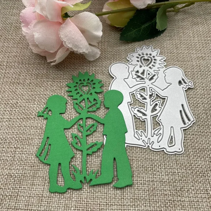 

Child planting tree Metal Cutting Dies Stencils For DIY Scrapbooking Decorative Embossing Handcraft Die Cutting Template Mold