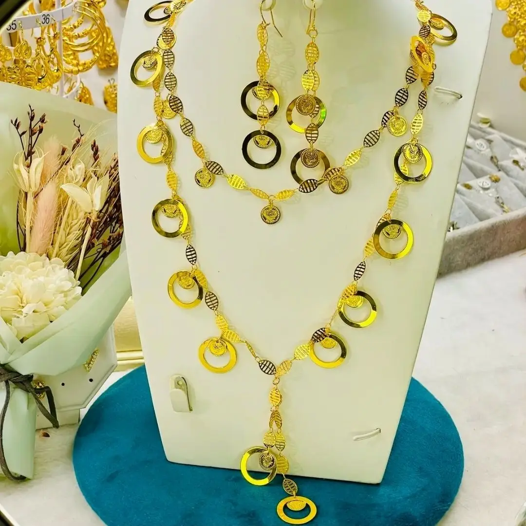 New Gold Plated  Dubai Jewelry Set Necklace Earrings 2 Piece Wedding Jewelry Wedding Gifts YY10138