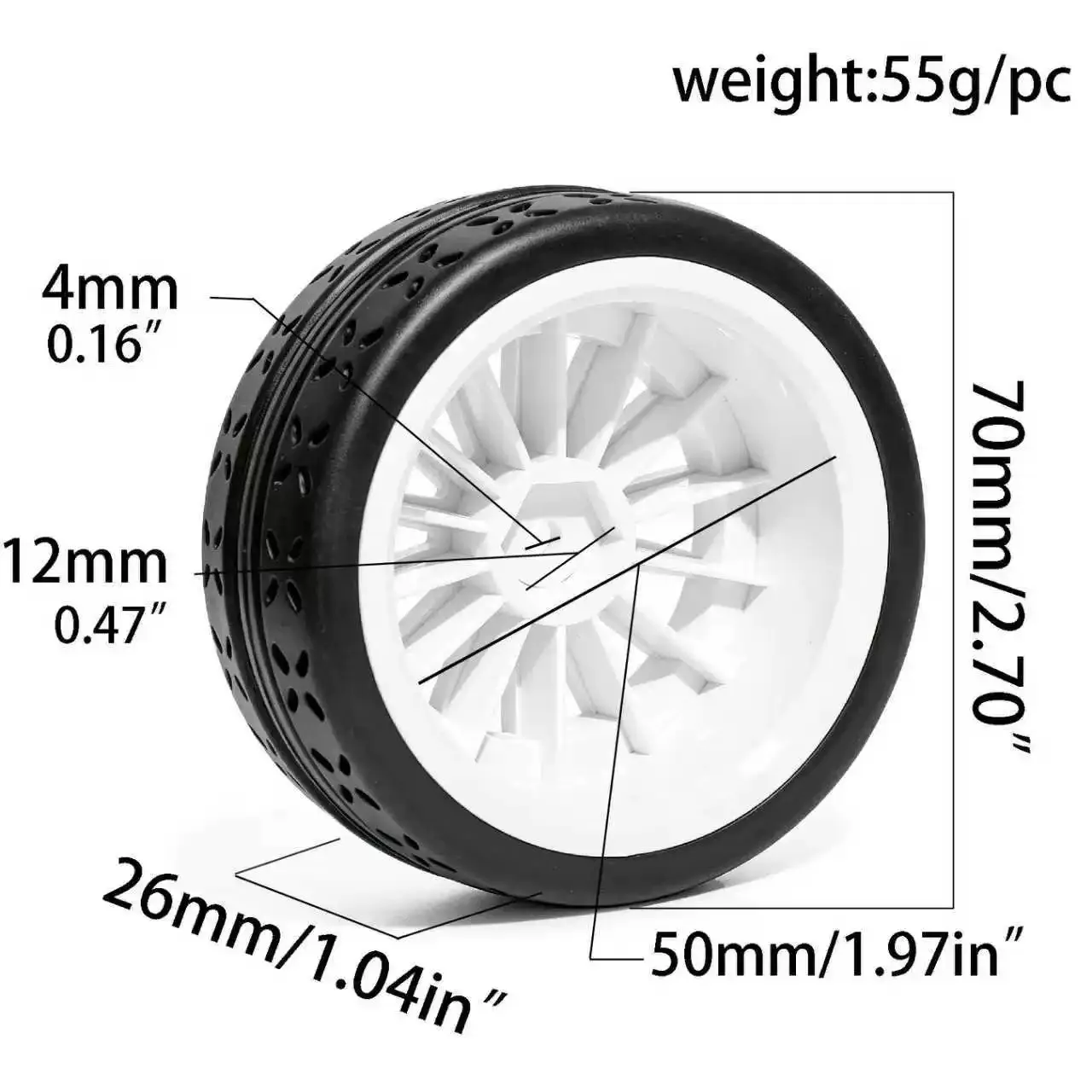 Mjxrc Rc Rally Tires 1/10 Scale Compatible With 10304 P103004b Rally Car Pre Mounted White Rims For Rc On Road Racing