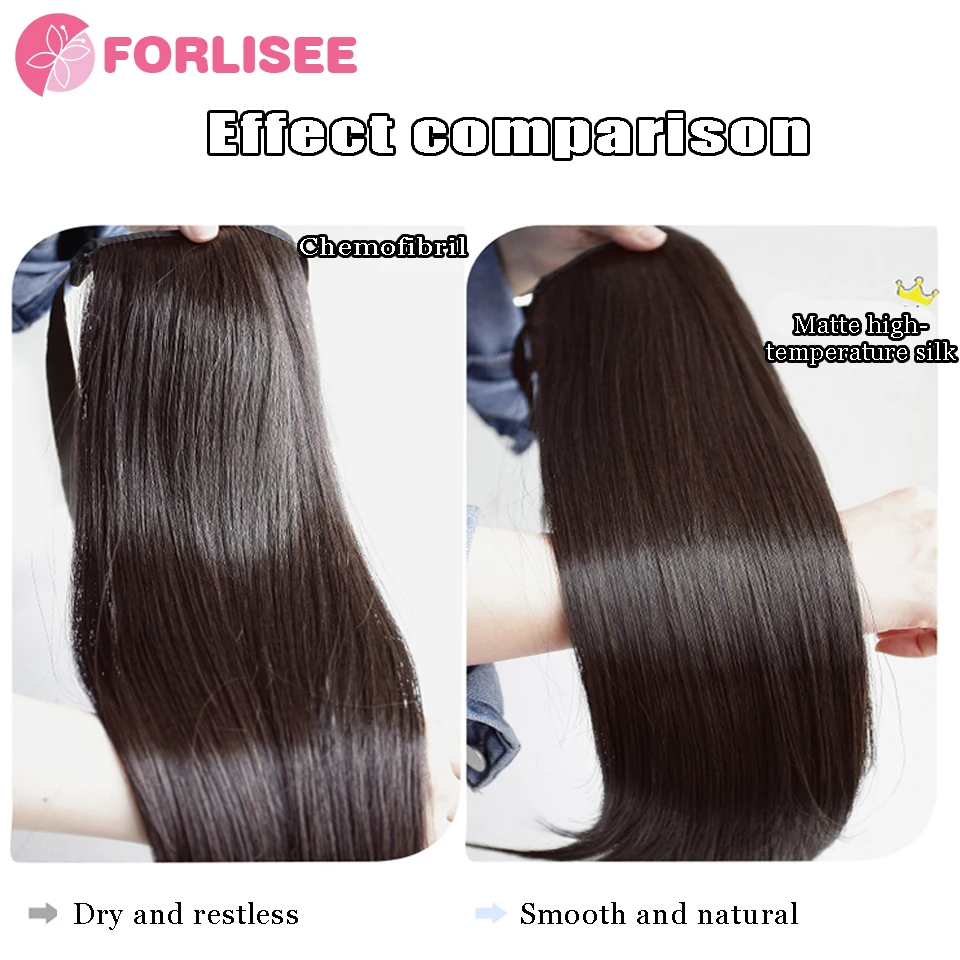 FORLISEE Synthetic Grip Clip Ultra Light Double Ponytail Wig Piece Can Be Tied With A High Strap Style Low Ponytail Braid