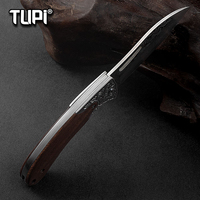 Handmade Damascus Steel Folding Pocket Knife, Men's EDC Pocket Knife with Sheath, Camping Hunting Outdoor Survival Knife