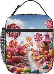 Sweet Candy Backdrop Lunch Bag For Women Men Insulated Reusable Lunch Box Cooler Totes For Work Office Picnic Camping Travel