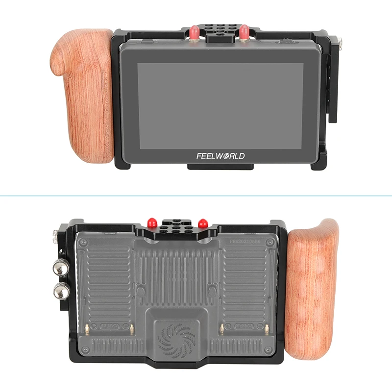 

CAMVATE Full Cage for Feelworld 5.5’’FT6/FR6 monitor with HDMI-Cable Clamp With Wooden Handgrip For Left Side