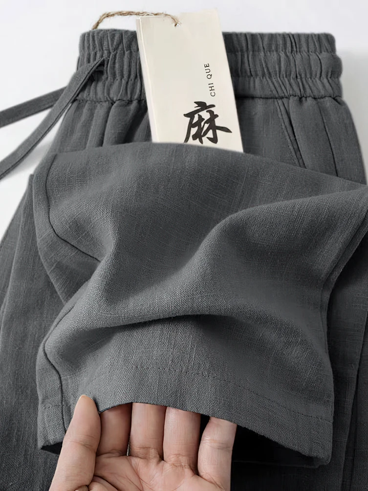 

2025 New Straight Casual Cotton Linen Pants Men Wide Leg Lightweight Baggy Cotton Sweatpants Male Walking Jogger Trousers Work