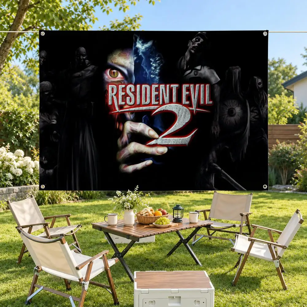 Game Leon S. Kennedy Flags Minimalist Fabric Banner Flags Garden Shop Bedroom Festival Birthday Wall Decor