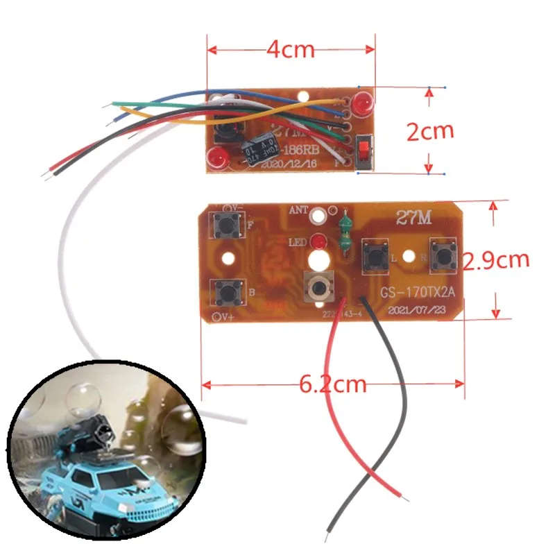 Radio System Car Accessories 4CH RC 27Mhz Circuit Remote Control Transmitter And Receiver Board With Antenna Cars parts Tools