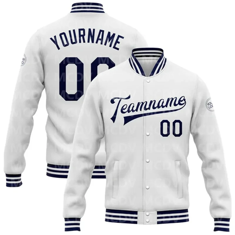 Custom White Kelly Green Bomber Full-Snap Varsity Letterman Jacket  Baseball Button Jacket