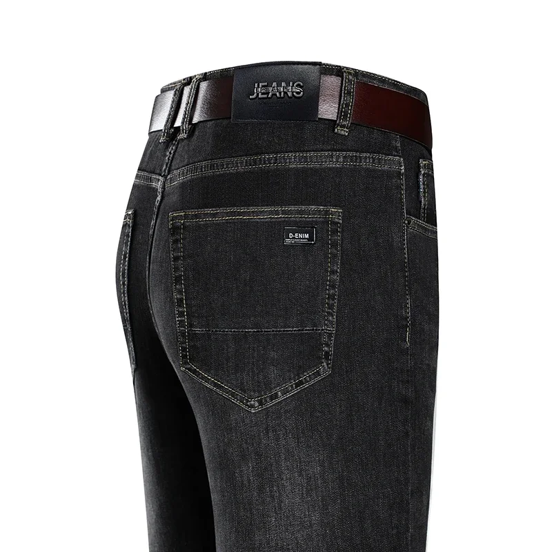 Heren herfst rechte jeans nieuwe modieuze slanke zakelijke broek klassieke effen kleur merk mannelijke kleding denim broek