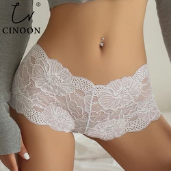 CINOON Women Sexy Lace Embroidery Panties Low-waist Transparent Underwear Female G String Brief Temptation Comfortable Lingerie