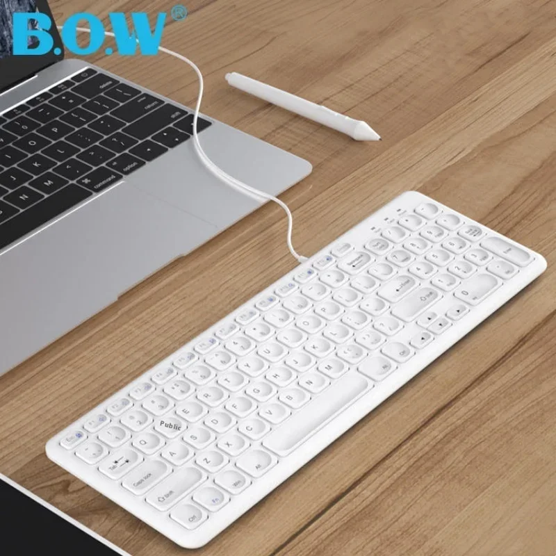 

Bow Chocolate Keyboard Wired Wireless Bluetooth Desktop Computer Laptop Usb External Home Office Typing Keyboard Small