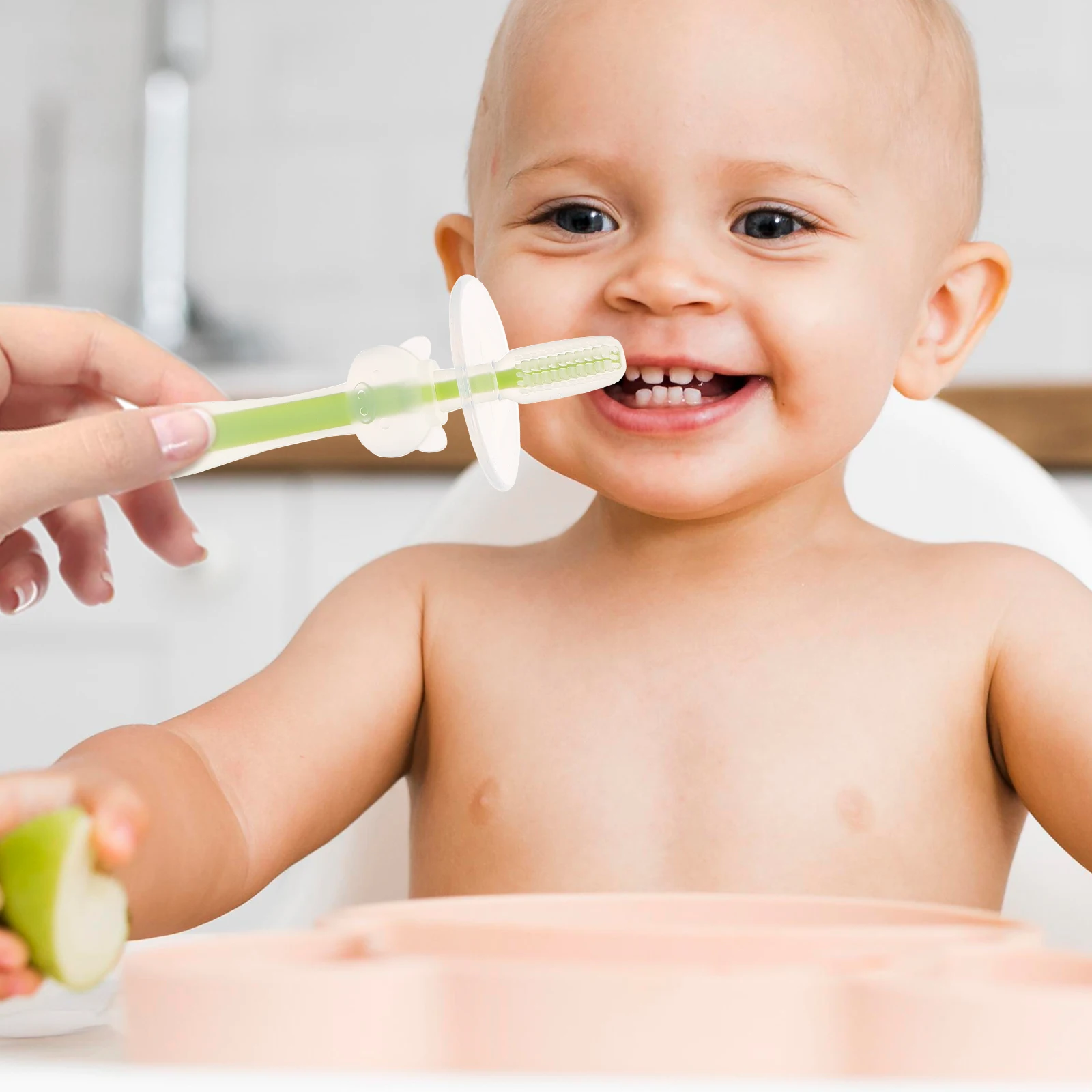 

4Pcs Infant Toothbrush Baby Silicone Toothbrush 6 to 12 Months Newborn Oral Cleaner Lightweight Portable Toddler Brush