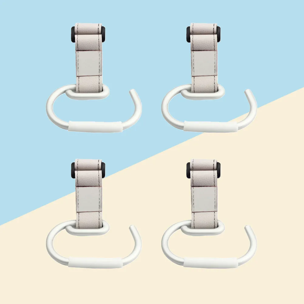 4Pcs Lightweight Aluminum Alloy Stroller Hooks Fully Rotatable Reusable Stroller Hanger for Grocery Diaper Daily Items