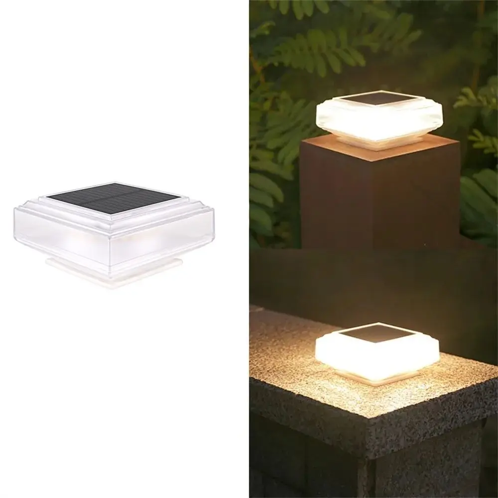 Waterproof Solar Post Light Solar Powered Square Solar Column Headlight LED White / Warm Light Fence Deck Column Lamp Outdoor