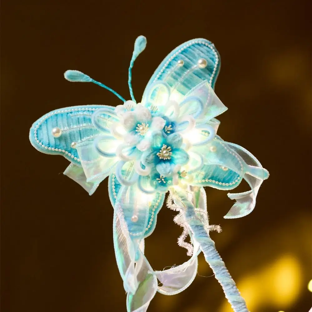 Material Package Butterfly-shaped Lantern DIY Kit Iron Wire Strip Stick DIY LED Fairy Staff Wand Handheld Lantern Glowing