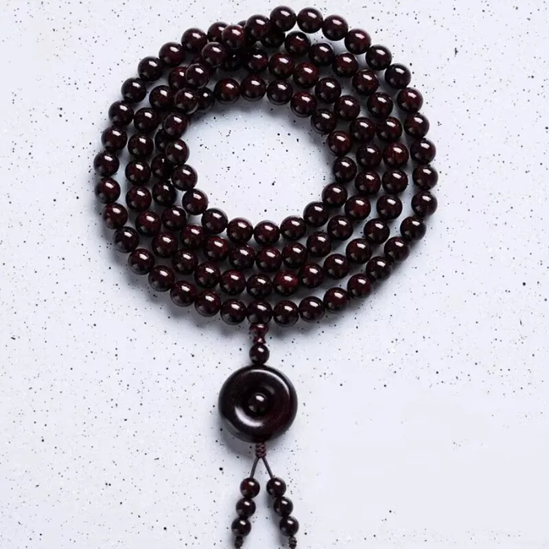 

Full Gold Vein Small Leaf Rosewood 108 Beads Bracelet: Multi-wrap, Pray Fortune, Old Material Rosary Gift for Men & Women
