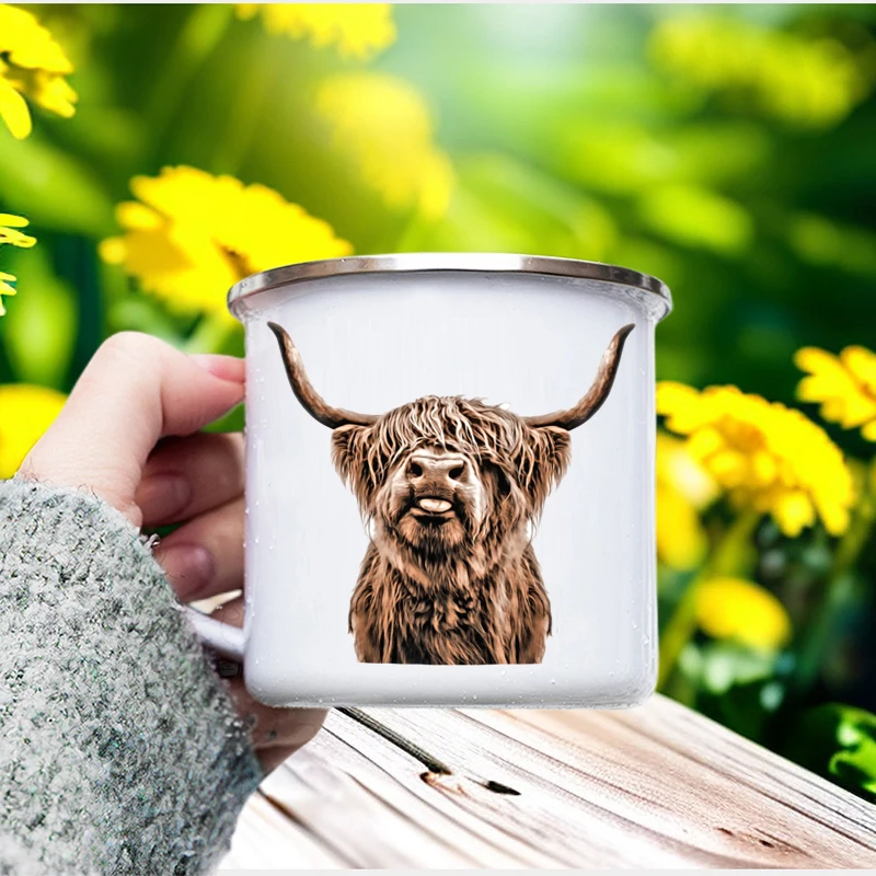 كوب قهوة للسفر من المينا ، طقم فناجين شاي الثور الحيواني ، أكواب تخييم خارجية ، مناسب للمشروبات ، استخدام المنزل والمكتب ، نزهات صيد الأسماك ، 12 أونصة #3