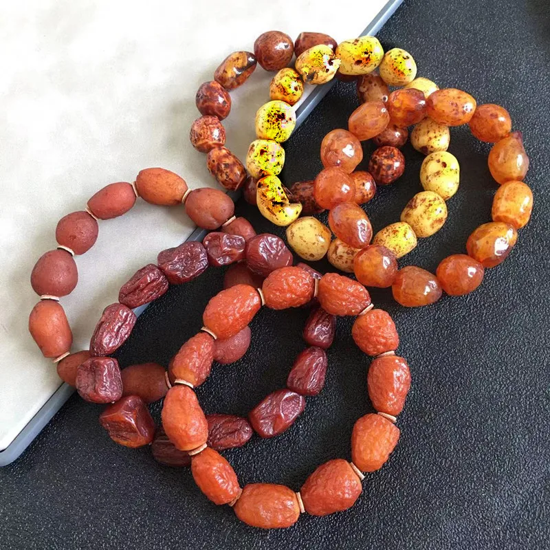 Natural bracelet with skin, irregular shape, unisex, modern minimalist amber gemstone accessory