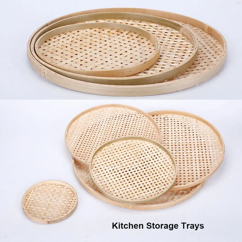 New Handmade Weaving Bamboo Sieve Raft 6 Sizes Easy To Clean Storage Basket DIY Decorative Fruit Bread Basket Home Decor