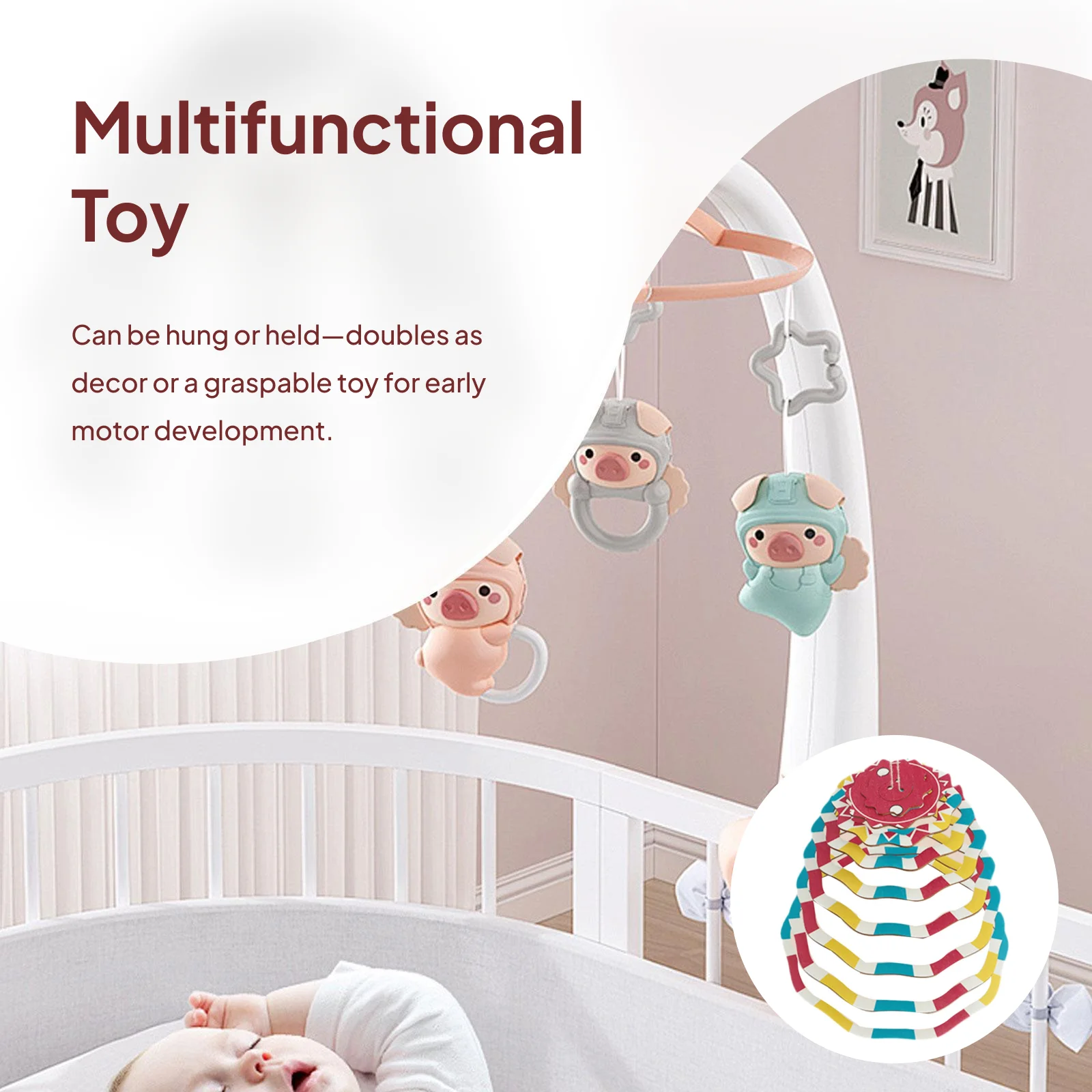 Campanello per lettino sospeso per neonato in bianco e nero mobile per culla per neonati