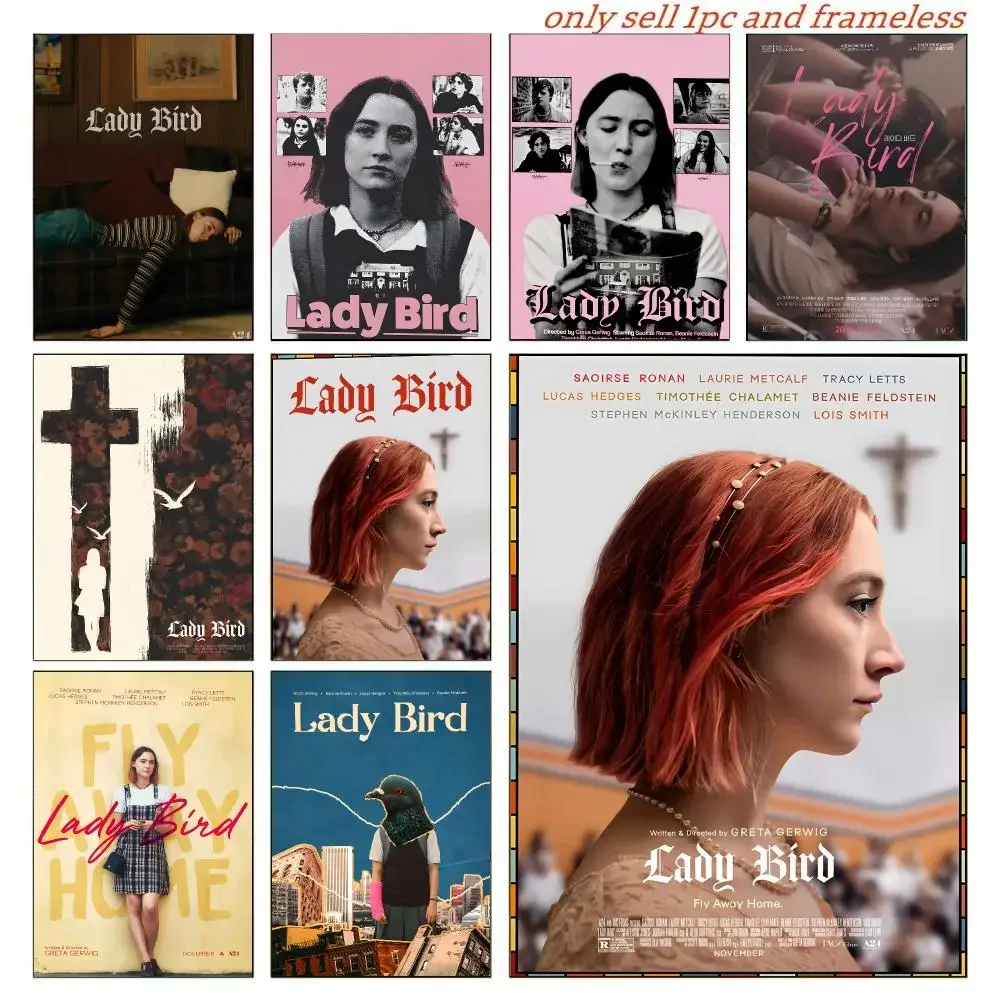 Classic Teenager Movie Lady Bird Poster HD Waterproof Self-Adhesive For Living Room Gift Bedroom Hallway Wall Decor