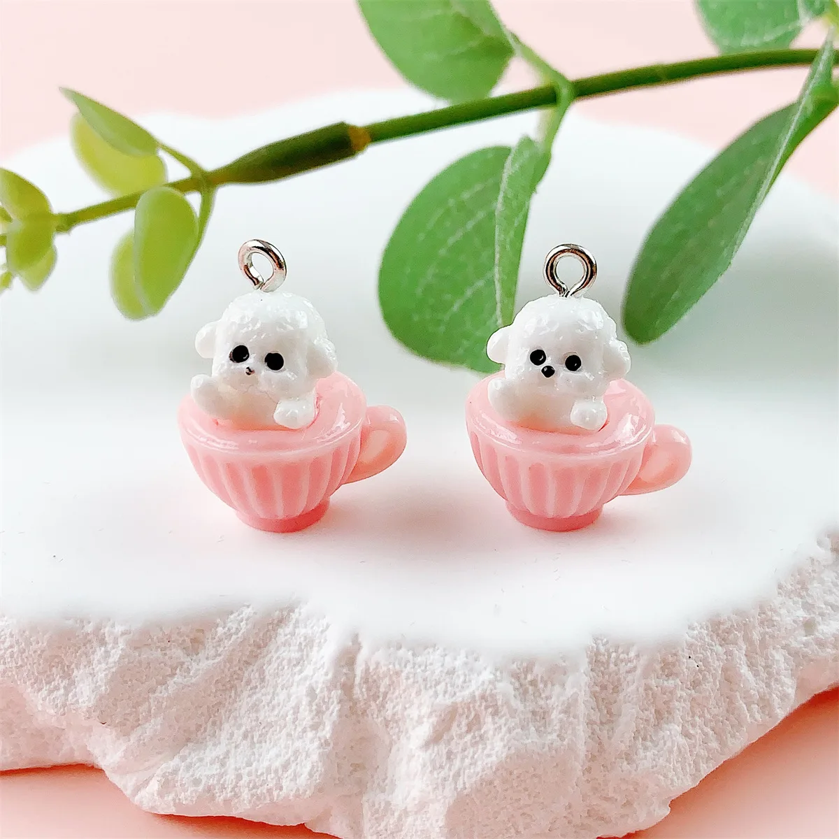 30Pcs 3D Cute Mini Cup Puppy Charms Cartoon Animal Dog Resin Pendant For Bags Phone Keychains Earrings DIY Crafts Jewelry Make