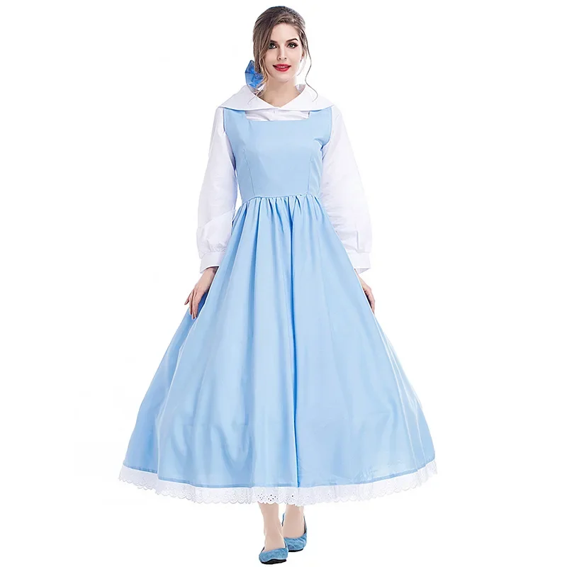 Halloween belle princesa cosplay vestido de empregada fantasia cosplay