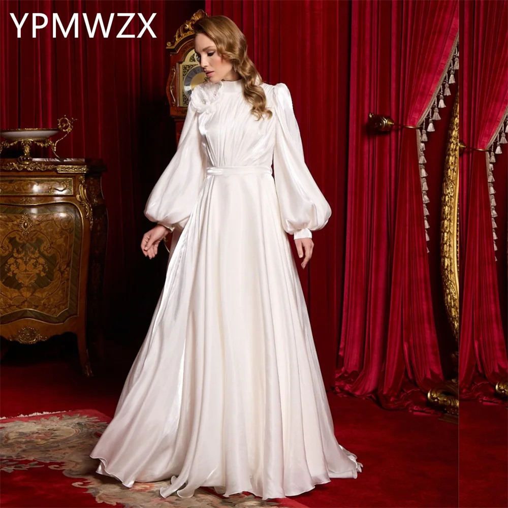 

Customized Women Party Dress Occasion Prom YPMWZX Jewel A-line Floor Length Skirts Draped Bespoke Dresses Gown Evening