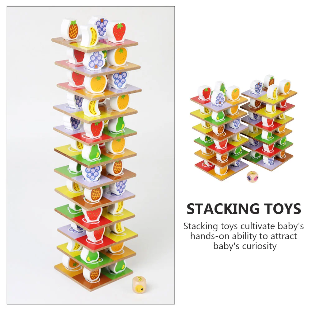 Fruit Stack Hand Coordination Toys Kids Stacking Games Wood Puzzle Delicate Texture Eye-catching Balanced Wooden Block