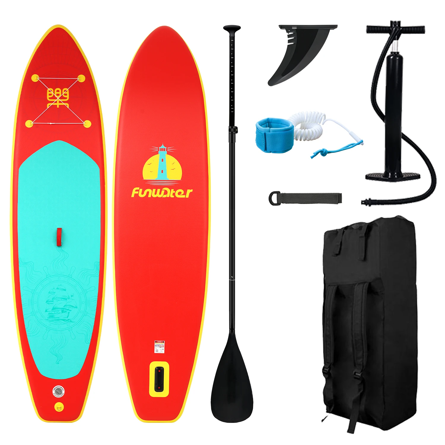 FunWater Inflatable Stand Up Paddle Board Paddling Board Surfboard Sup Board 350×87×15CM with Accessory Water Sport Paddle Board