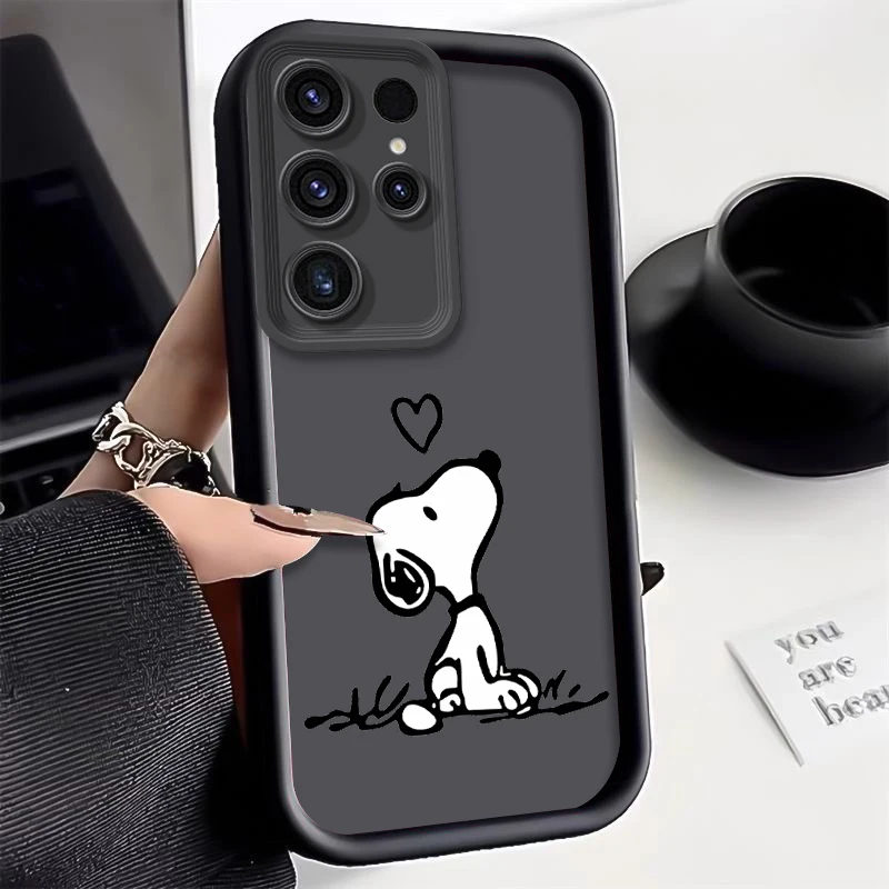 Snoopy Cute Cartoon Fall Shockproof Case For Samsung Galaxy S24 S23 Ultra S22 S21 Plus FE A54 A53 A52 Soft TPU Cover WK285