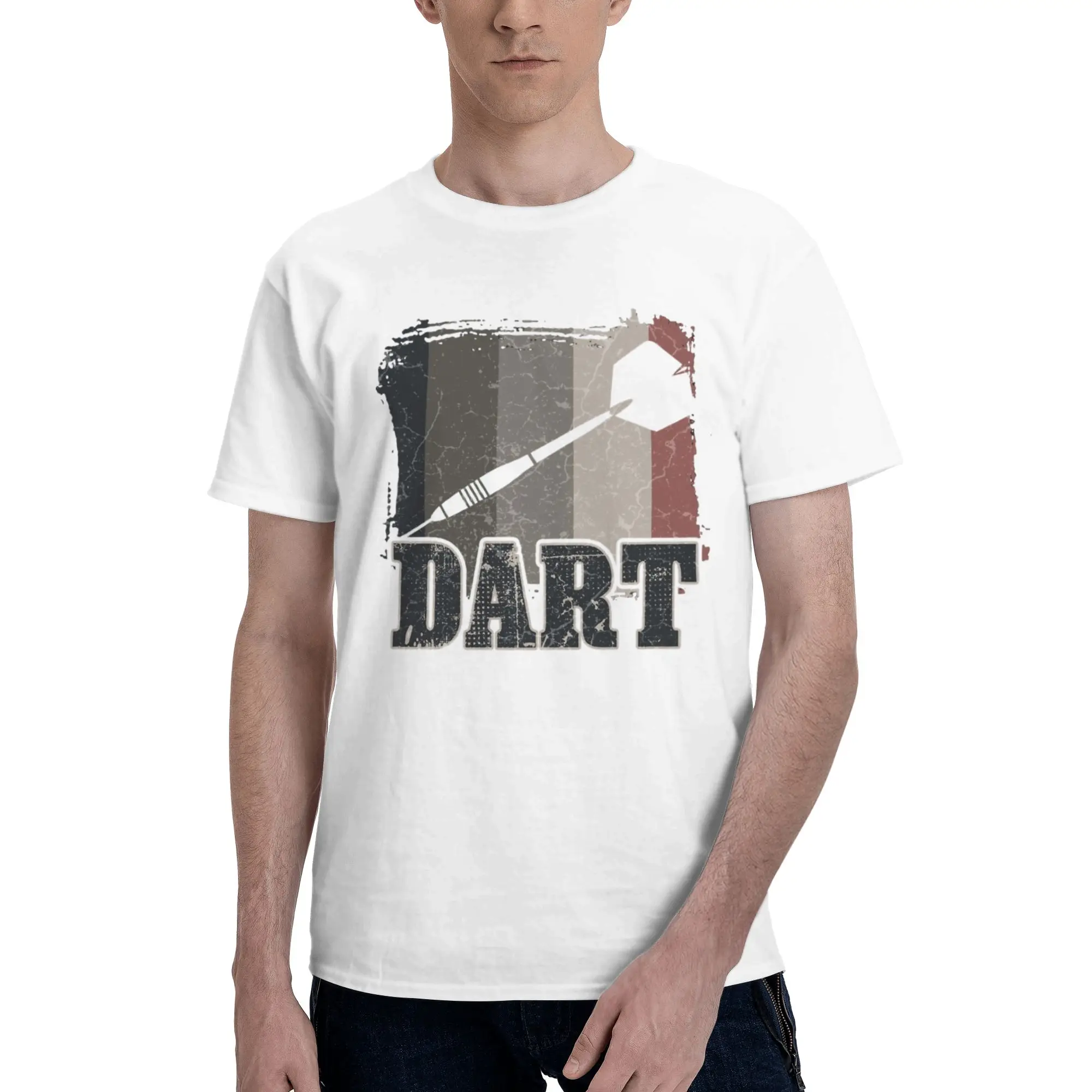 Dart Player Black Men T Shirt Dart Novelty Tee Shirt Short Sleeve Crewneck Cotton Graphic Printed Clothes T-Shirt