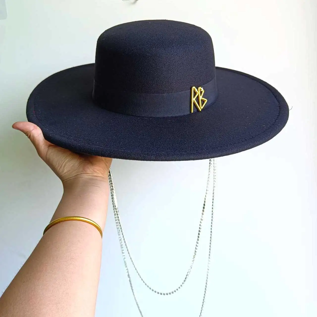 Canotier Hat Flat Top Fedora Women's Autumn and Winter Vacation Diamond Striped Sun Hat Women's Fedora  sombreros para mujer