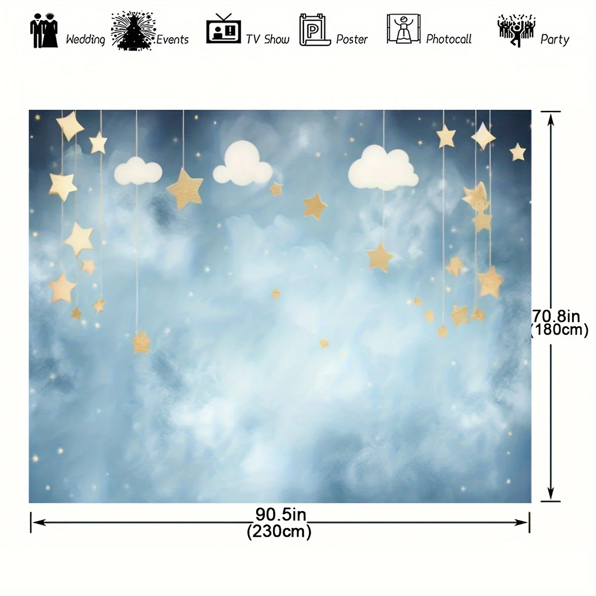 1 piece of Blue and White Cloud Dreamland Photography Background - Hanging Venus Prop - Sparkling Little Star Advanced Banner