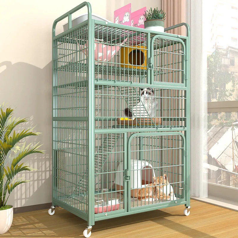 

Indoor home cat house cat cage, multi-level free space, metal cat cage, green storage rack, pet cage, small animal cage
