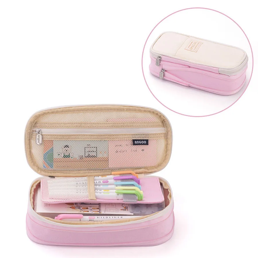 Creative pencil case Large Capacity Double Layers CPC Certification Safe Material School case Pouch Stationery