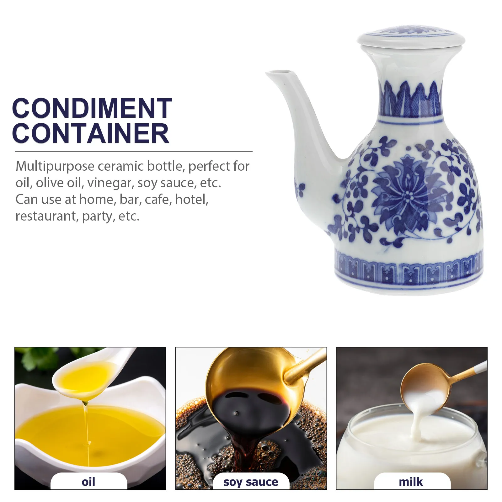

Ceramic Oil Control Bottle Elegant Multipurpose Seasoning Container for Home Kitchen Restaurant Soy Sauce Vinegar Dispenser