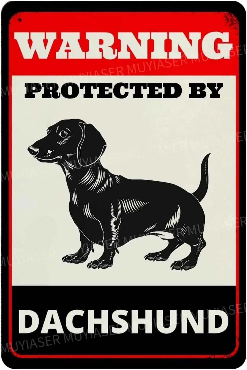 Beware of Dog Sign For Fence Warning Protected By Dachshund 