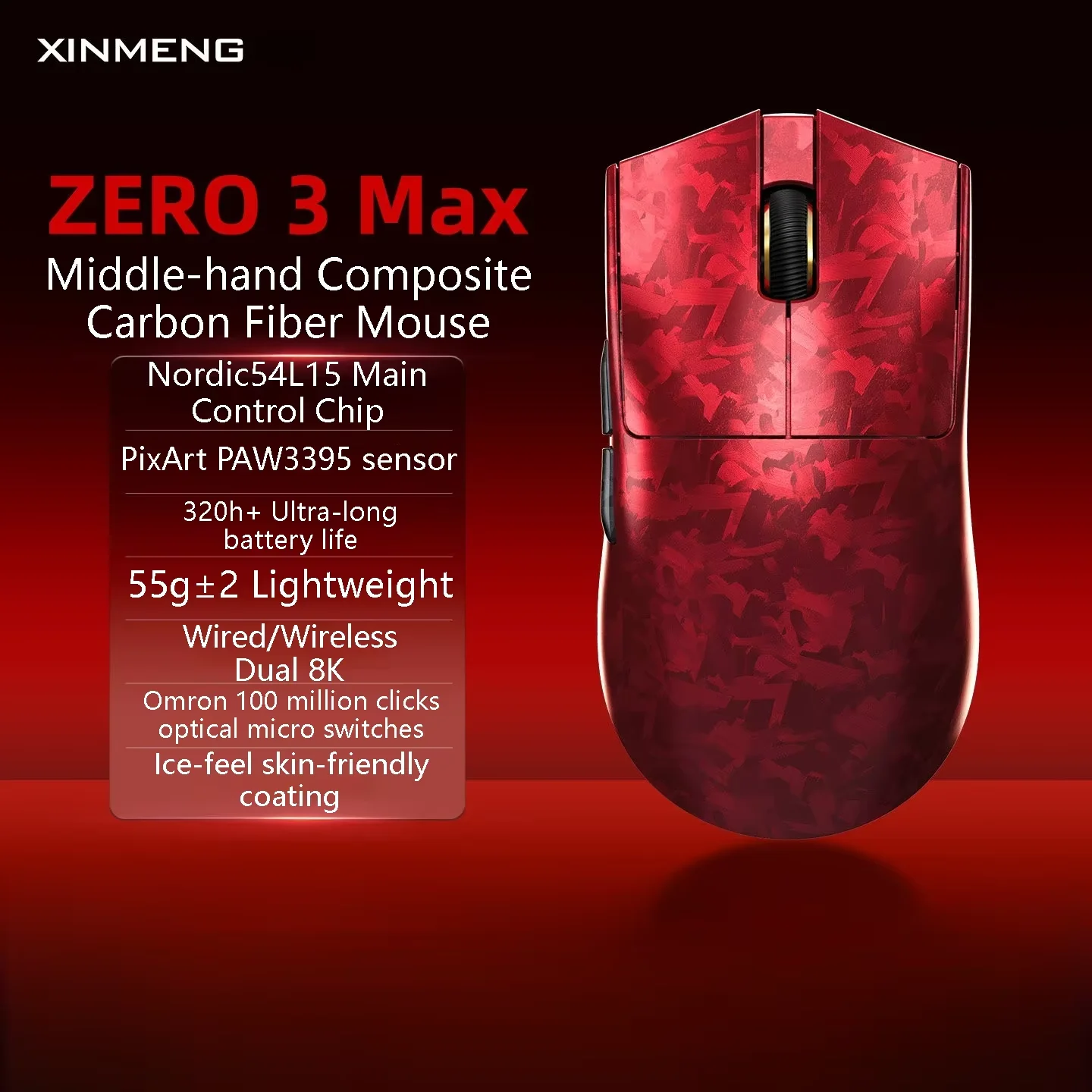 XINMENG ZERO 3 Gaming Mouse 8K Polling PAW3395