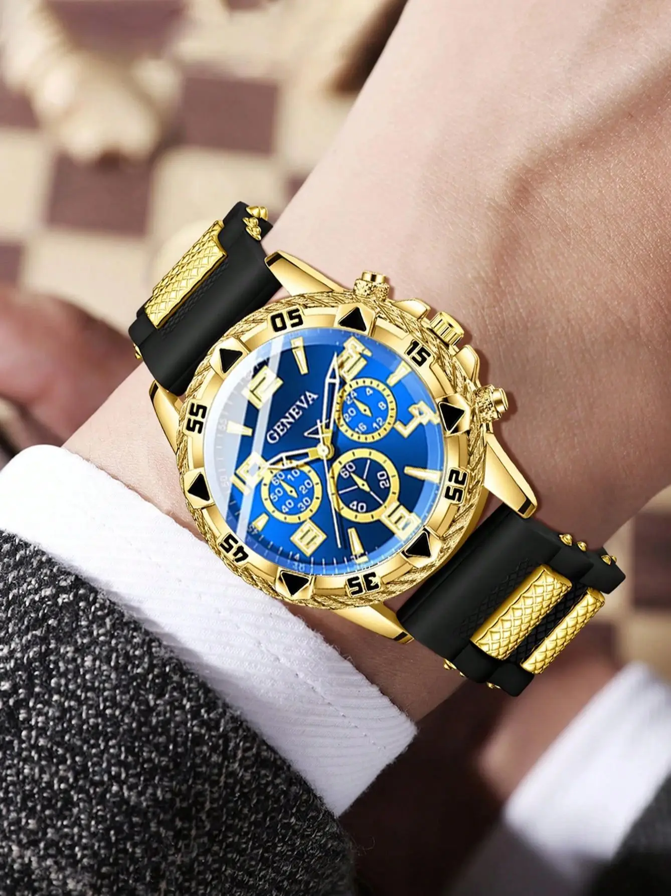 Men's Business Quartz Watch Trendy Style with Silicone Strap Suitable for Daily Wear Party Outfits Birthday Gift